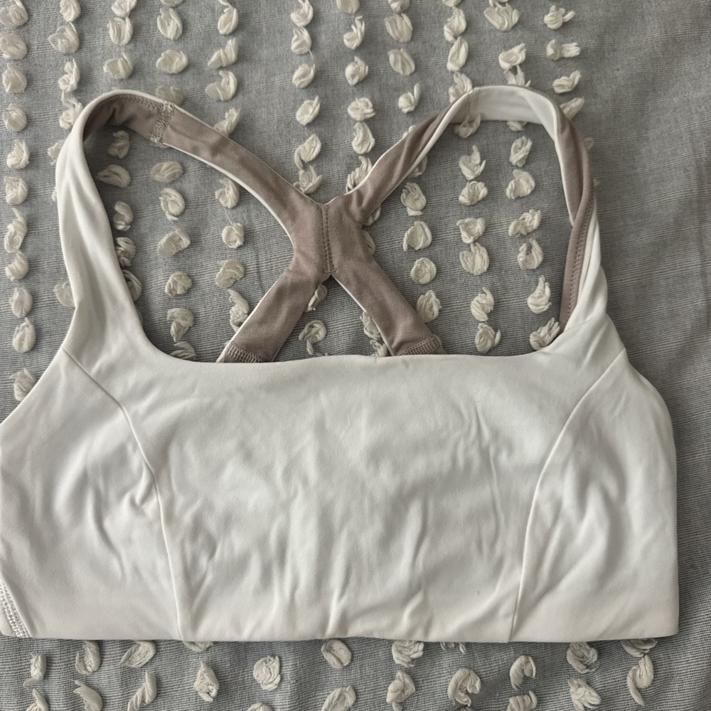 Lululemon Athletica White and Tan Sports Bra